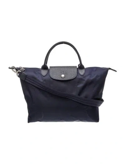 Pre-owned Longchamp Nylon Top Handle Bag In Blue