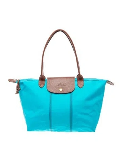 Pre-owned Longchamp Nylon Top Handle Bag In Blue