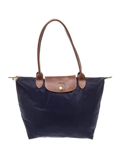 Pre-owned Longchamp Nylon Top Handle Bag In Blue
