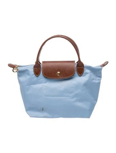Pre-owned Longchamp Nylon Top Handle Bag In Blue