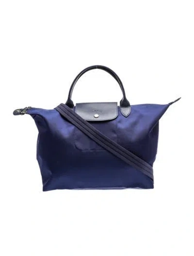 Pre-owned Longchamp Nylon Top Handle Bag In Blue