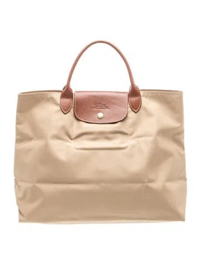 Pre-owned Longchamp Nylon Top Handle Bag In Brown