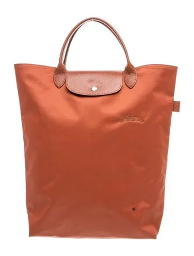 Pre-owned Longchamp Nylon Top Handle Bag In Brown