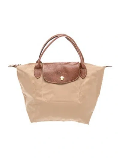 Pre-owned Longchamp Nylon Top Handle Bag In Brown