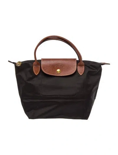Pre-owned Longchamp Nylon Top Handle Bag In Brown