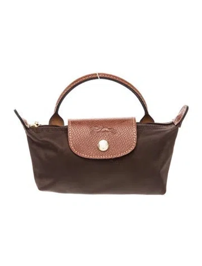 Pre-owned Longchamp Nylon Top Handle Bag In Brown