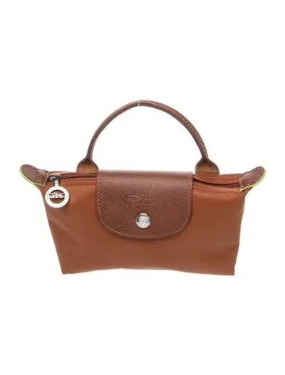 Pre-owned Longchamp Nylon Top Handle Bag In Brown