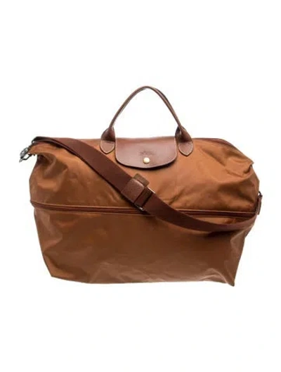 Pre-owned Longchamp Nylon Top Handle Bag In Brown