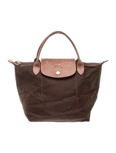Pre-owned Longchamp Nylon Top Handle Bag In Brown