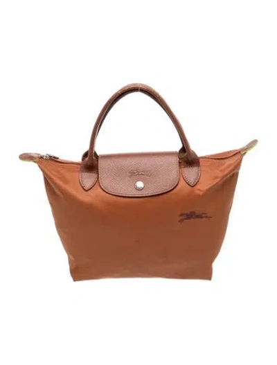 Pre-owned Longchamp Nylon Top Handle Bag In Brown