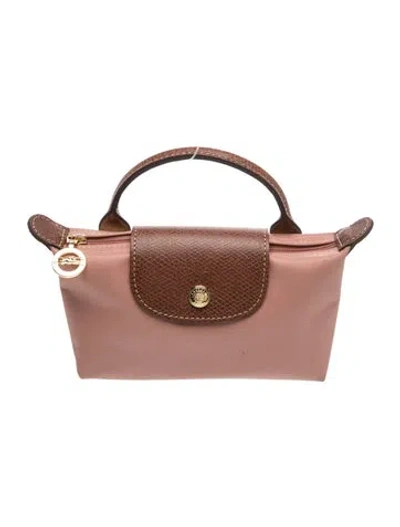 Pre-owned Longchamp Nylon Top Handle Bag In Brown