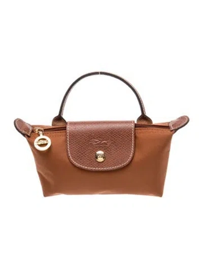 Pre-owned Longchamp Nylon Top Handle Bag In Brown