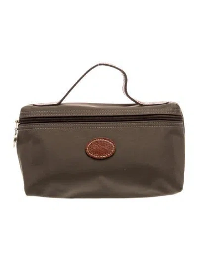 Pre-owned Longchamp Nylon Top Handle Bag In Brown/grey