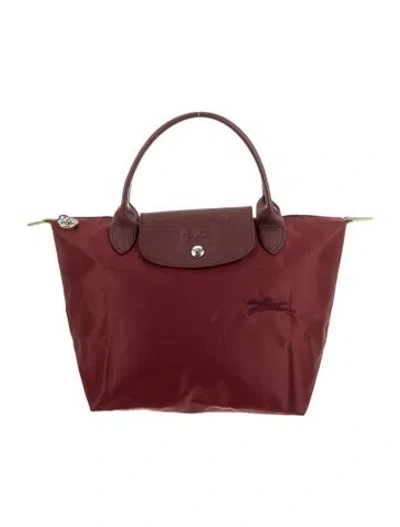 Pre-owned Longchamp Nylon Top Handle Bag In Burgundy
