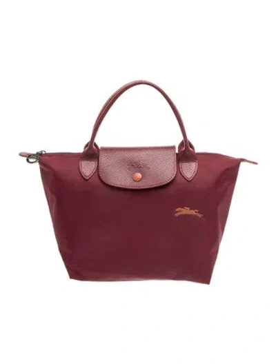 Pre-owned Longchamp Nylon Top Handle Bag In Burgundy