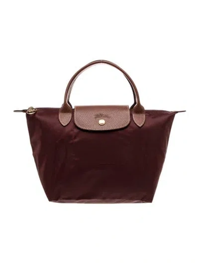 Pre-owned Longchamp Nylon Top Handle Bag In Burgundy