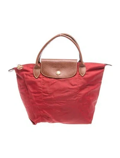 Pre-owned Longchamp Nylon Top Handle Bag In Burgundy