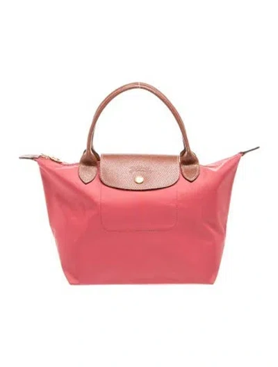 Pre-owned Longchamp Nylon Top Handle Bag In Burgundy