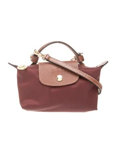 Pre-owned Longchamp Nylon Top Handle Bag In Burgundy