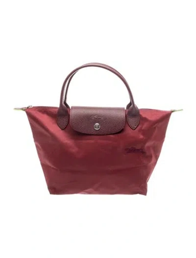 Pre-owned Longchamp Nylon Top Handle Bag In Burgundy