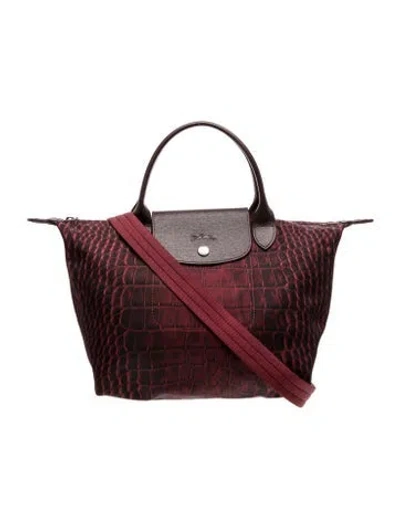 Pre-owned Longchamp Nylon Top Handle Bag In Burgundy