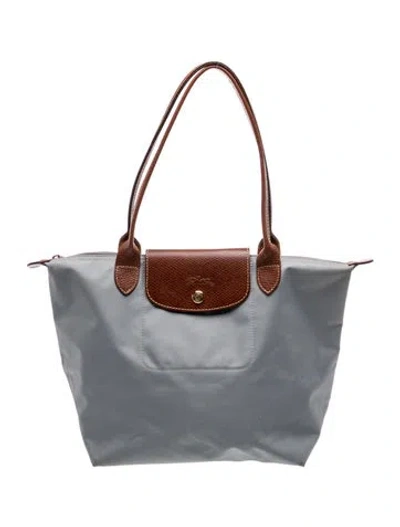 Pre-owned Longchamp Nylon Top Handle Bag In Gray