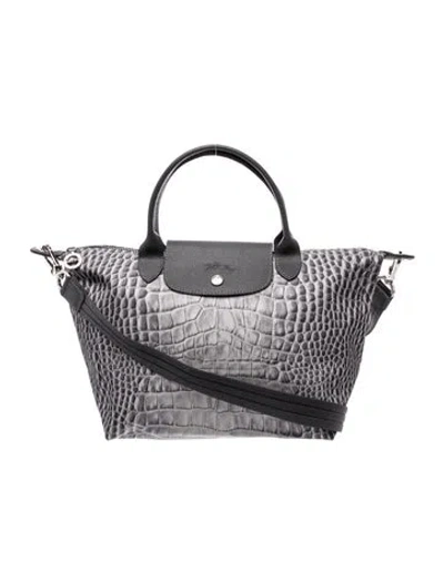 Pre-owned Longchamp Nylon Top Handle Bag In Gray