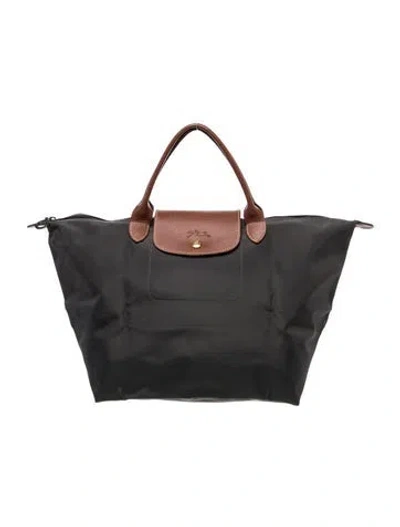 Pre-owned Longchamp Nylon Top Handle Bag In Gray