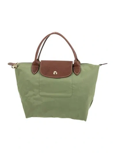 Pre-owned Longchamp Nylon Top Handle Bag In Green