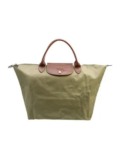 Pre-owned Longchamp Nylon Top Handle Bag In Green