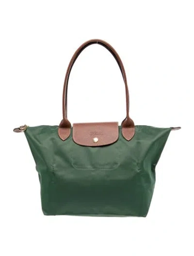 Pre-owned Longchamp Nylon Top Handle Bag In Green