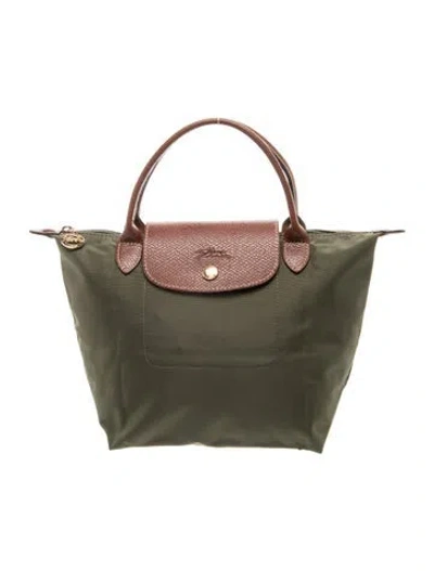 Pre-owned Longchamp Nylon Top Handle Bag In Green