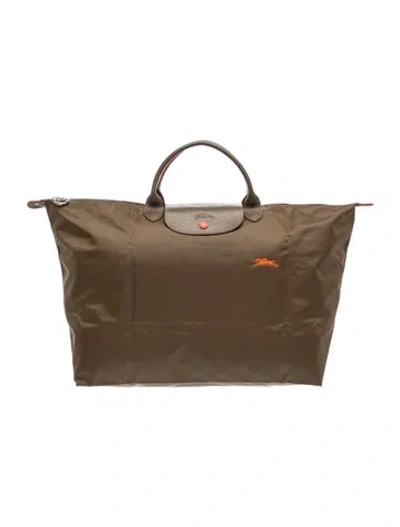 Pre-owned Longchamp Nylon Top Handle Bag In Green