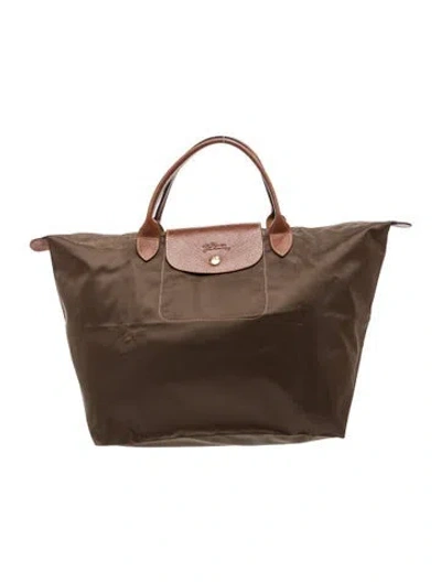 Pre-owned Longchamp Nylon Top Handle Bag In Green