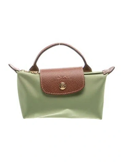 Pre-owned Longchamp Nylon Top Handle Bag In Green