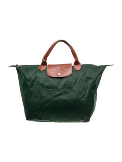 Pre-owned Longchamp Nylon Top Handle Bag In Green