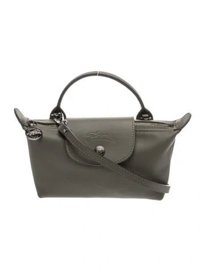 Pre-owned Longchamp Nylon Top Handle Bag In Grey