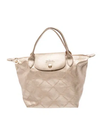 Pre-owned Longchamp Nylon Top Handle Bag In Metallic/neutrals