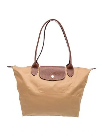 Pre-owned Longchamp Nylon Top Handle Bag In Neutral