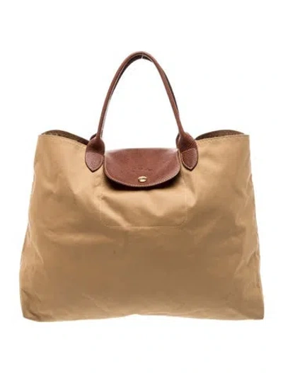Pre-owned Longchamp Nylon Top Handle Bag In Neutral