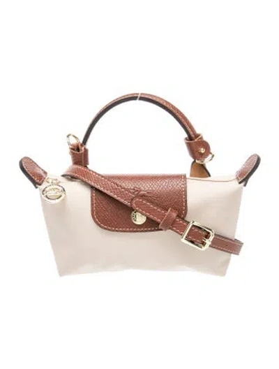 Pre-owned Longchamp Nylon Top Handle Bag In Neutral