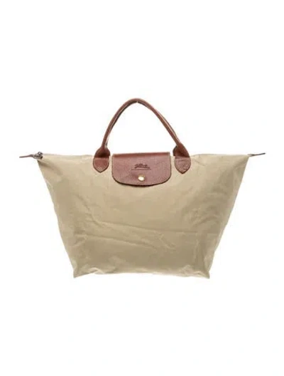 Pre-owned Longchamp Nylon Top Handle Bag In Neutral