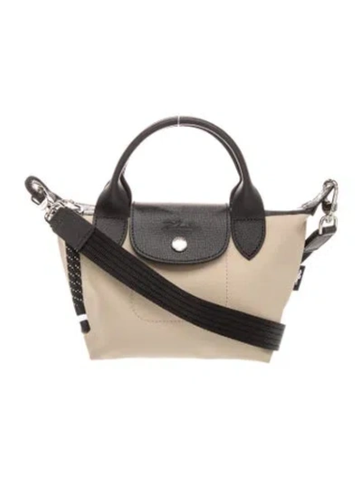 Pre-owned Longchamp Nylon Top Handle Bag In Neutral
