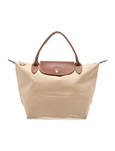 Pre-owned Longchamp Nylon Top Handle Bag In Neutral