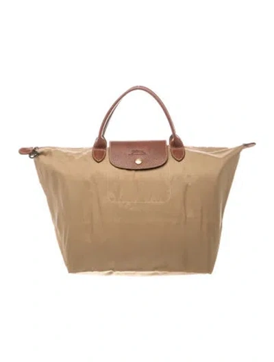 Pre-owned Longchamp Nylon Top Handle Bag In Neutrals