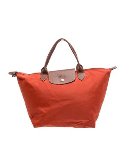 Pre-owned Longchamp Nylon Top Handle Bag In Orange