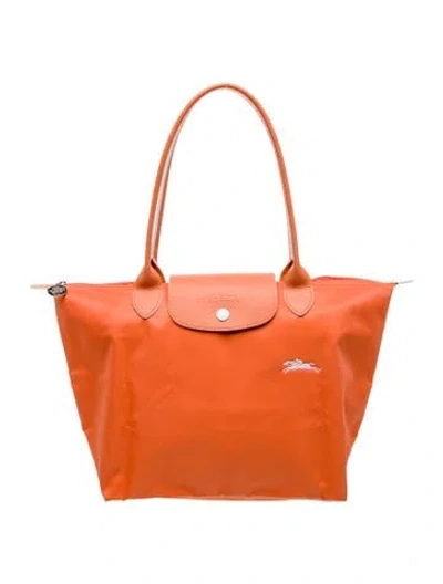 Pre-owned Longchamp Nylon Top Handle Bag In Orange