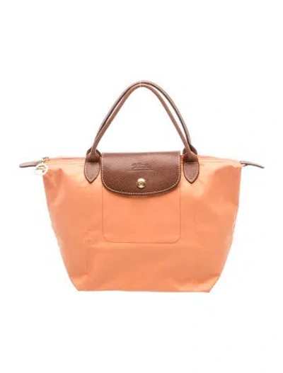 Pre-owned Longchamp Nylon Top Handle Bag In Orange
