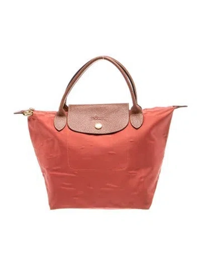 Pre-owned Longchamp Nylon Top Handle Bag In Orange