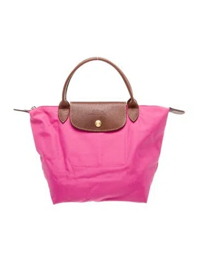 Pre-owned Longchamp Nylon Top Handle Bag In Pink